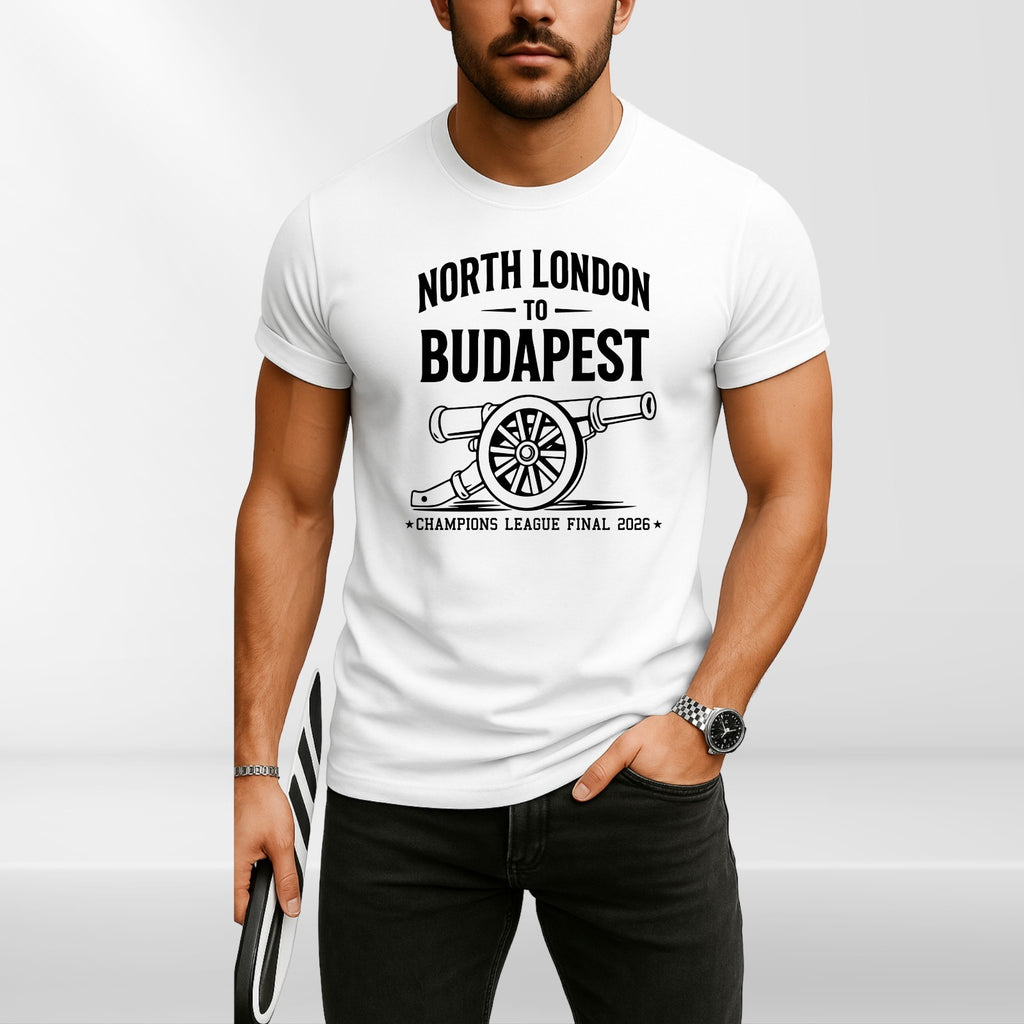 North London to Budapest T-Shirt Champions League Final 2026 - Football Fan Gift