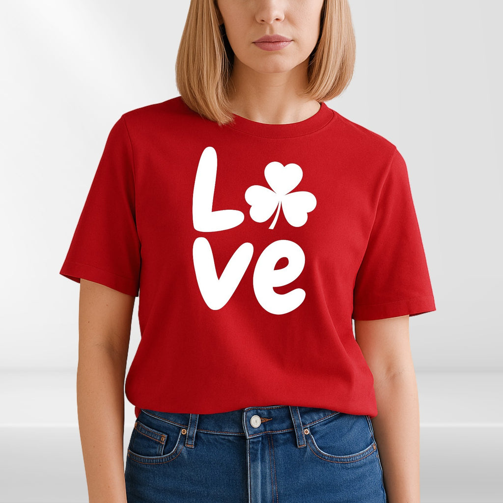 St Patricks Day Family Matching T-Shirts Love Shamrock Black Cotton Unisex