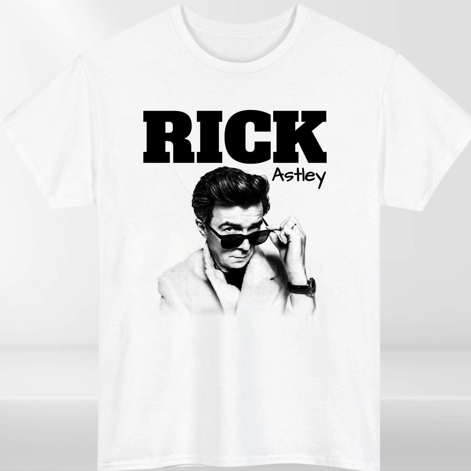 Rick Astley Homage T-Shirt Funny UK Music Icon Legend 90's 80's Retro Tee