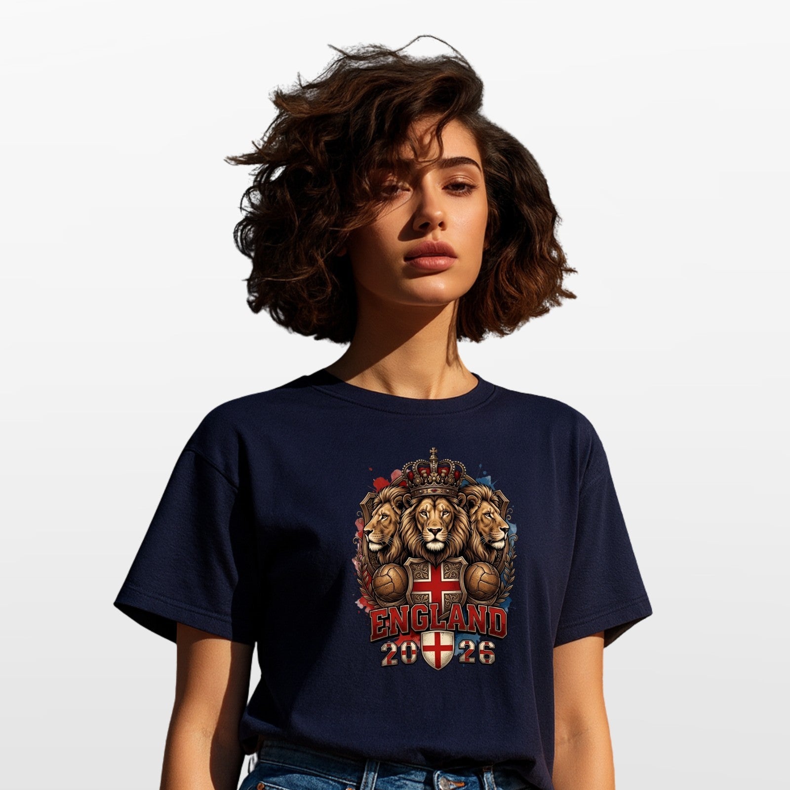 England 2026 Three Lions Inspired T Shirt Football Fan Graphic Gift Tee UK
