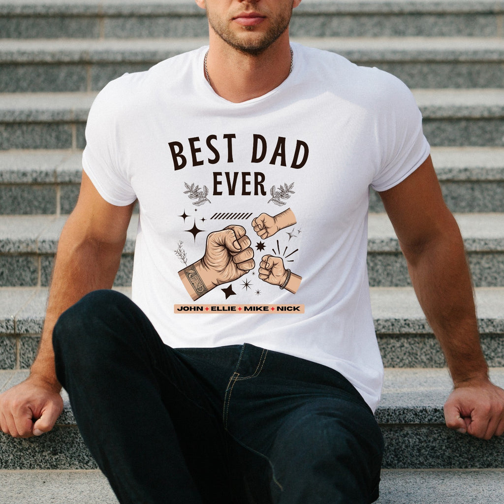 Personalized Best Dad Ever T Shirt Custom Name Fathers Day Gift Unisex Tee