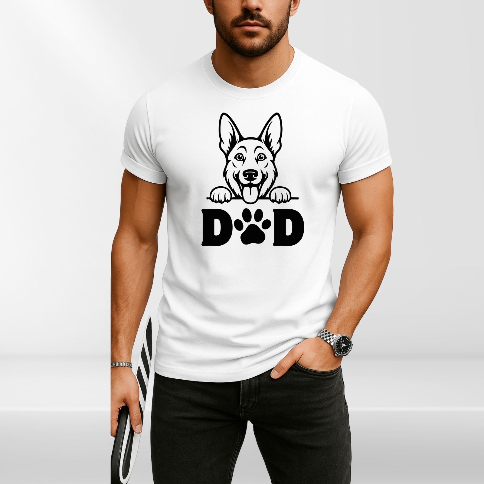 Dog Dad T-Shirt Funny German Shepherd Paw Print Mens Unisex Pet Lover Gift