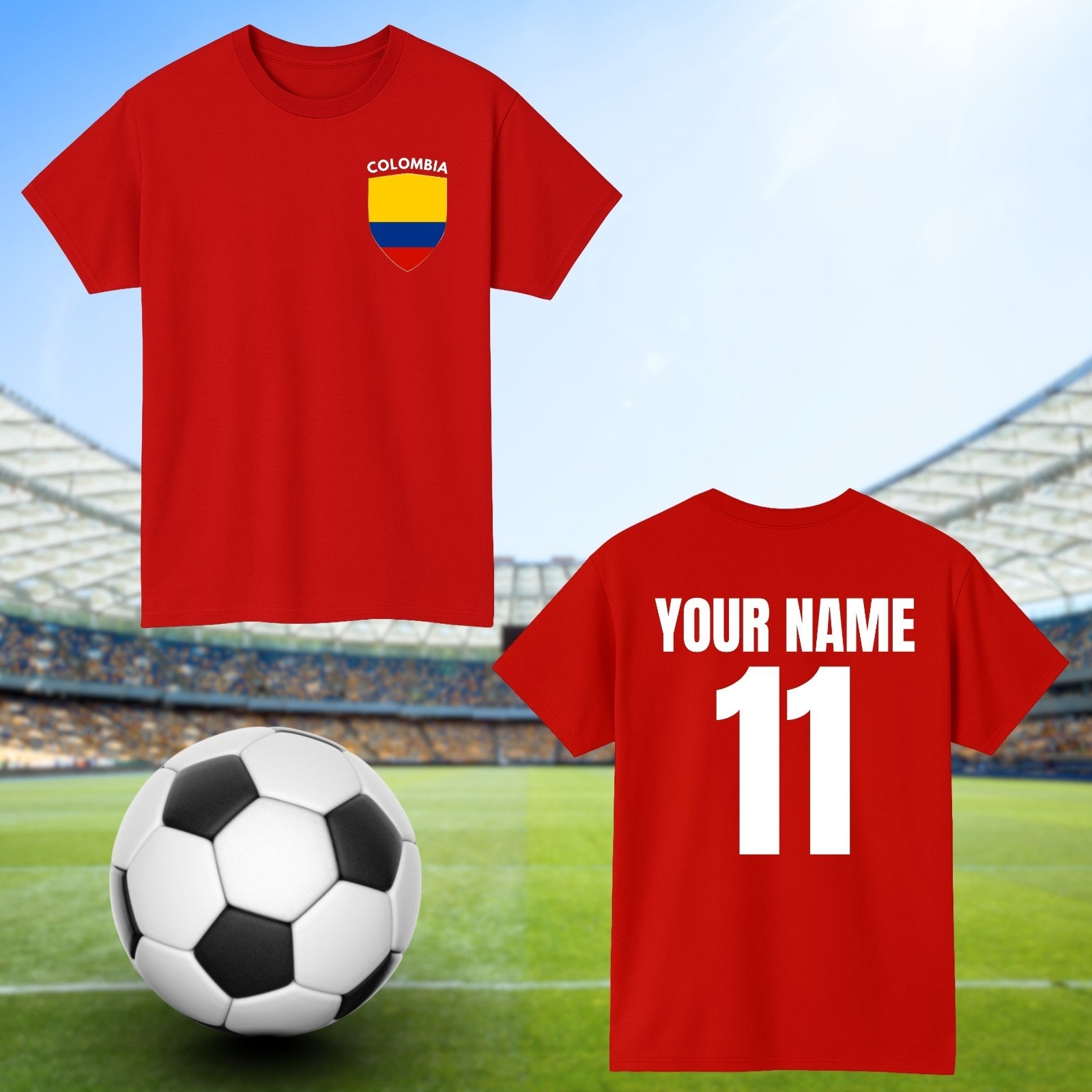 Personalised Colombia Football T-Shirt Custom Name And Number Sports Lover To