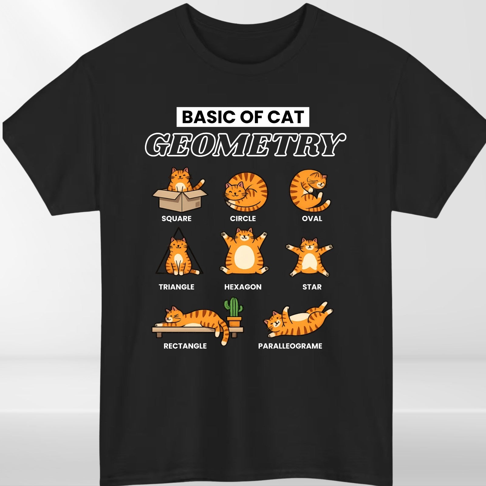 Cat Geometry Graphic Print Animal Meme Mens Womens Shirt Unisex Tee