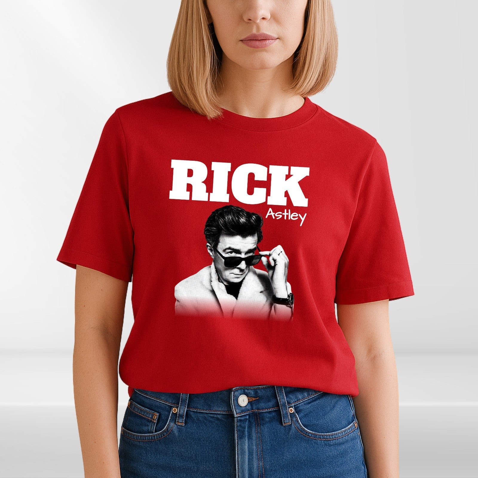 Rick Astley Homage T-Shirt Funny UK Music Icon Legend 90's 80's Retro Tee