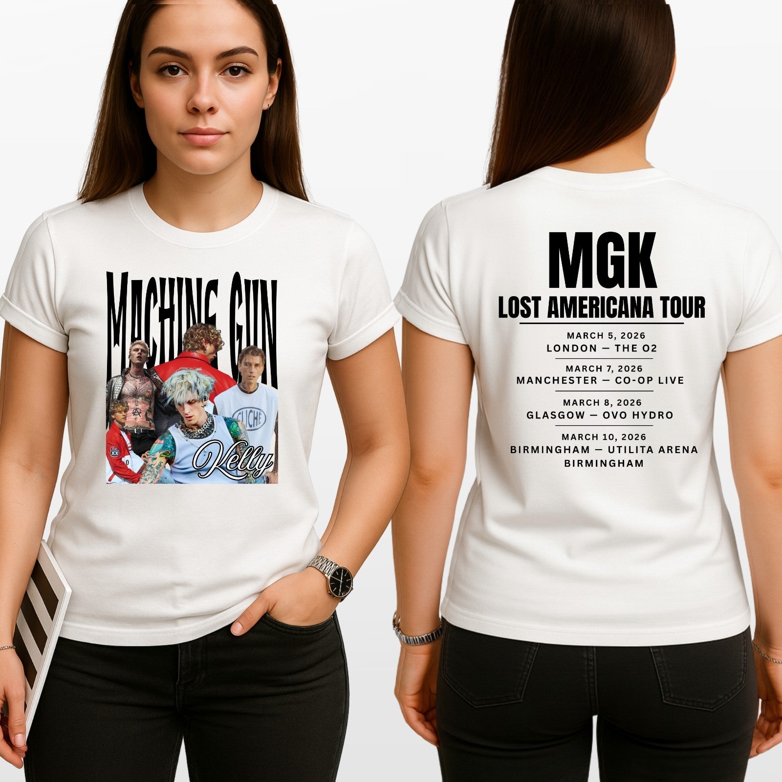 MGk Lost Americana Tour Style T Shirt Front & Back  Music Inspired Tee Unisex