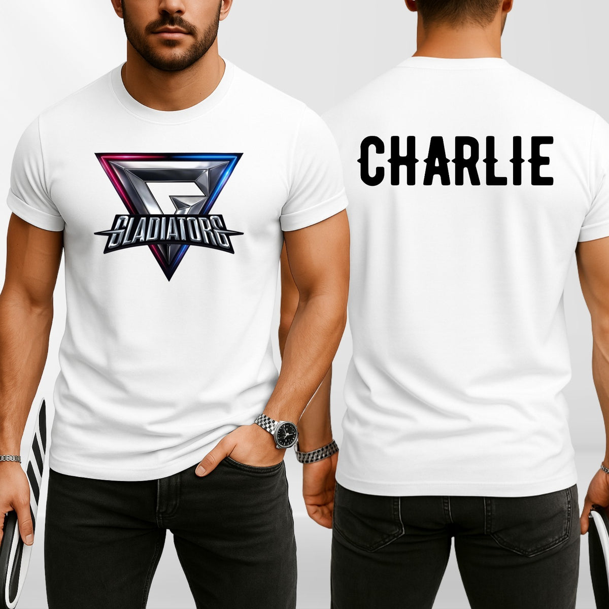 Personalised Gladiators Adult Kids T-Shirt Gaming Team Gamer 90's TV Show Xmas