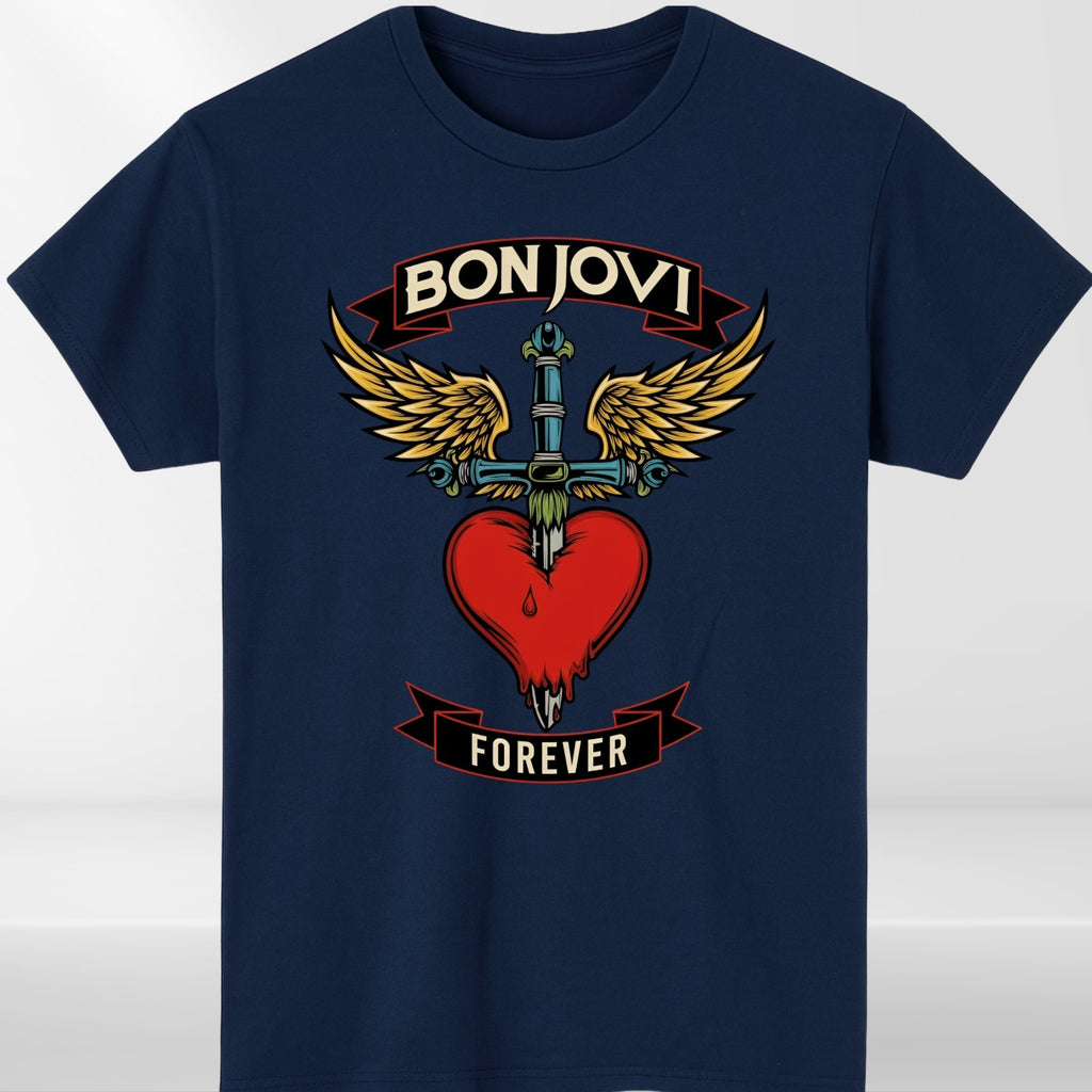 Bon Jovi Forever Inspired T-Shirt Band Merch Heart – Vintage Rock Band Concert