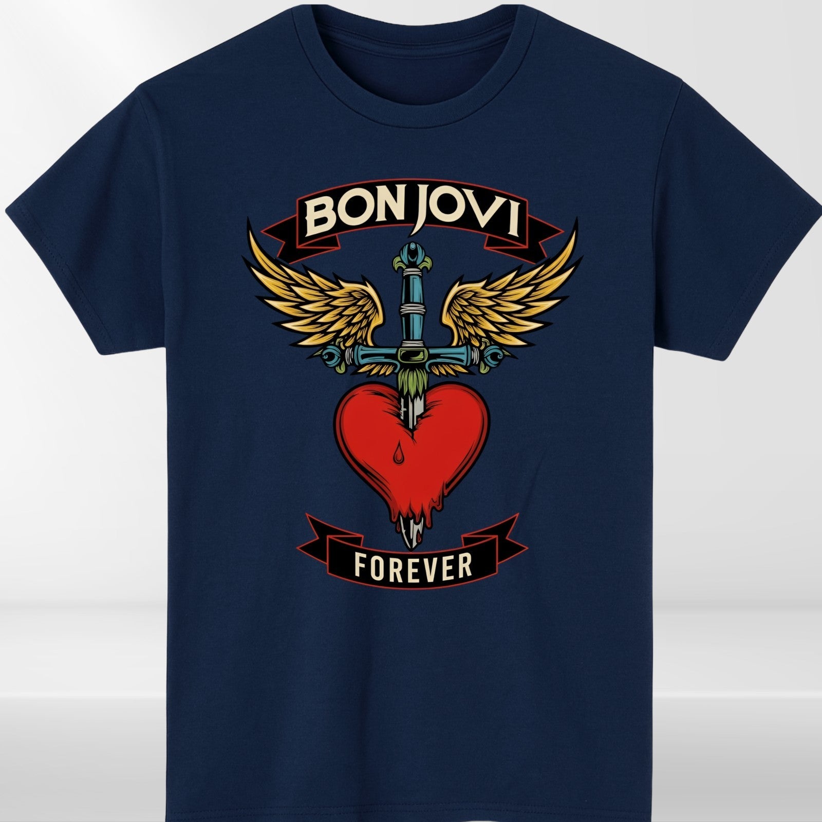 Bon Jovi Forever Inspired T-Shirt Band Merch Heart – Vintage Rock Band Concert
