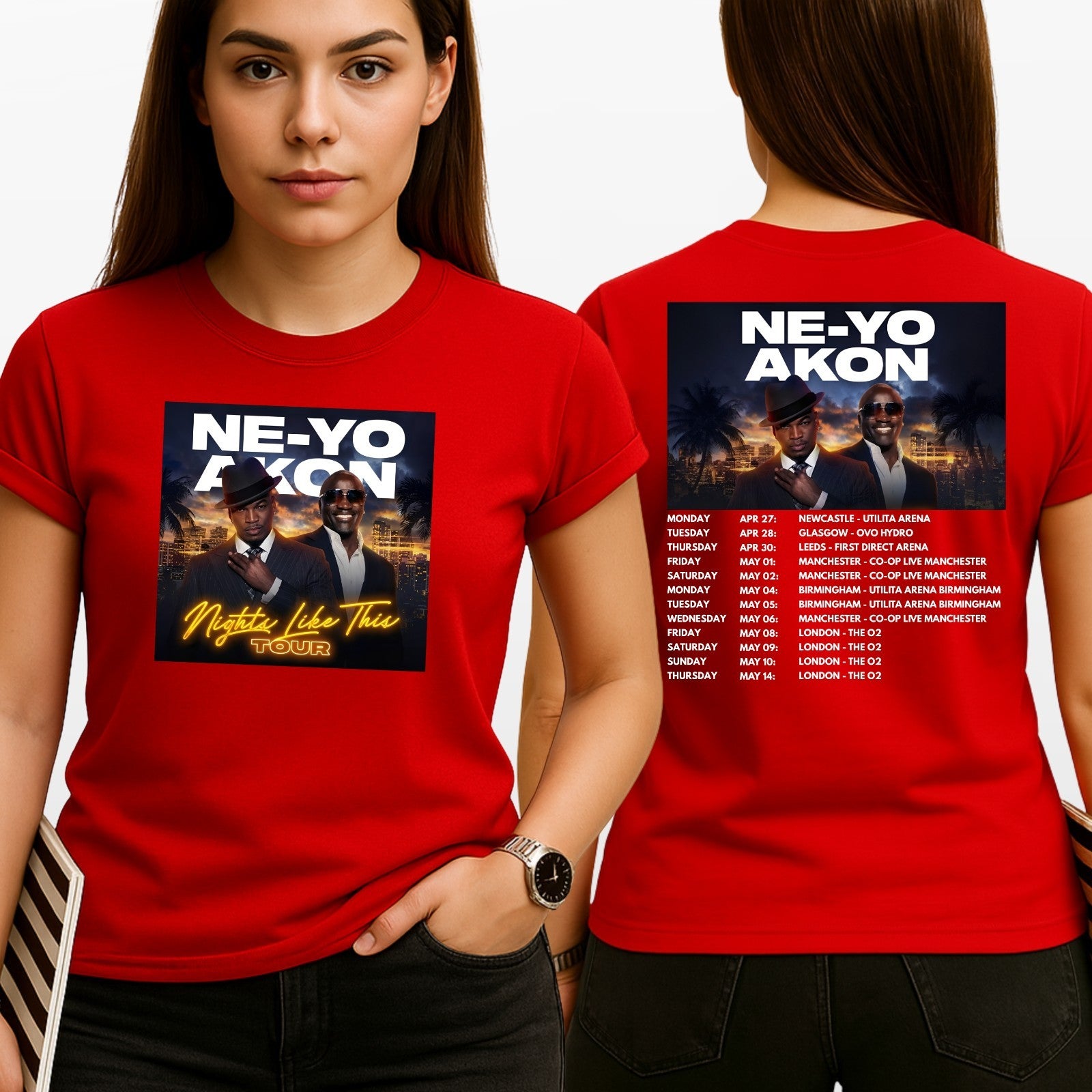 Ne-Yo & Akon Adults T-Shirt Nights Like This Music Inspired Top New