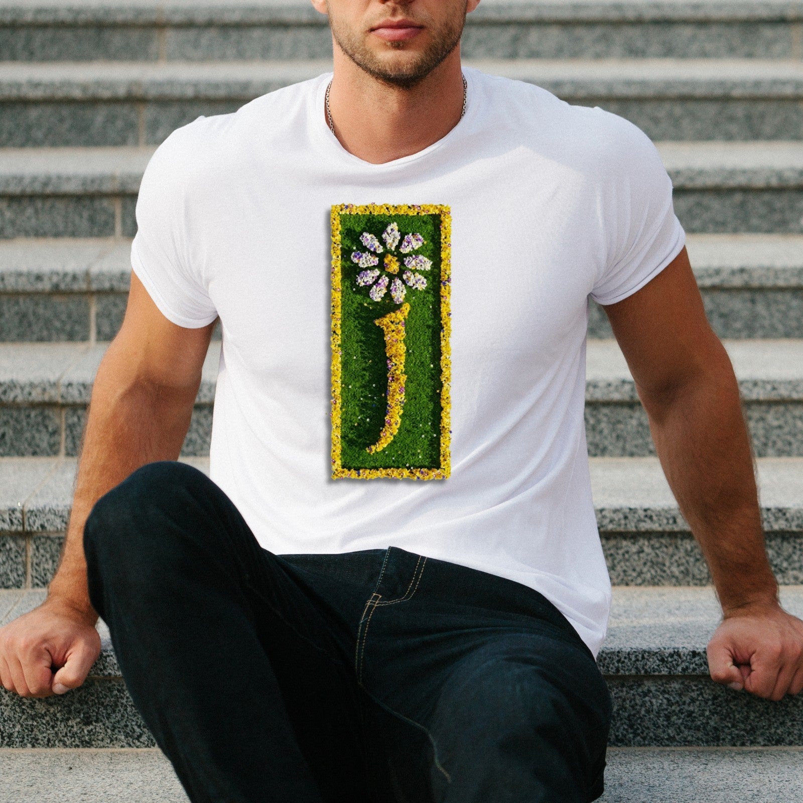 Floral Letter J Graphic T Shirt Aesthetic Daisy Alphabet Print Unisex Casual Cot