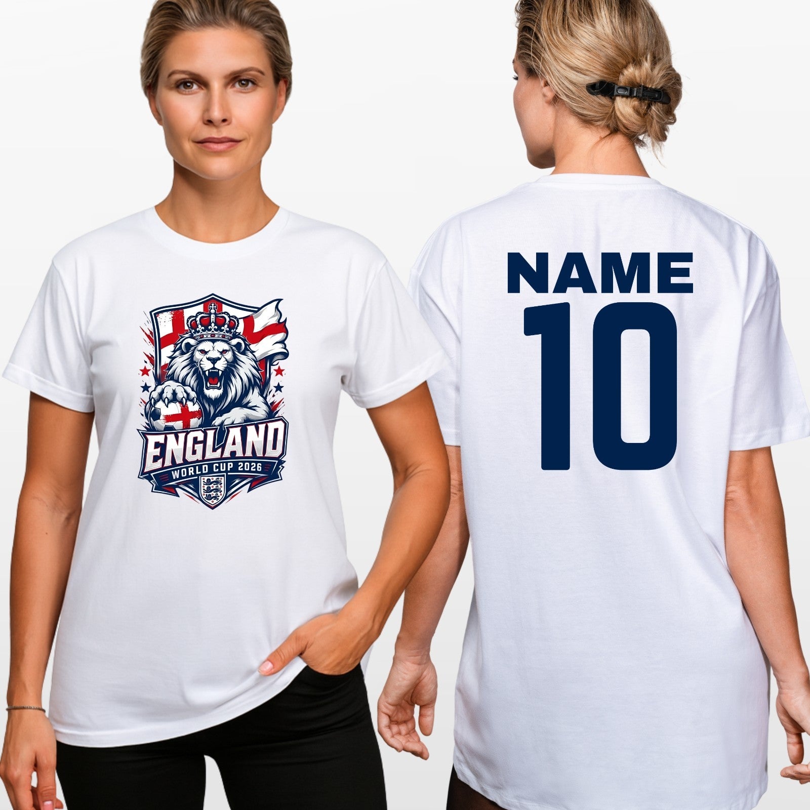 Personalised England Football T-Shirt World Cup 2026 Custom Name & Number Tee