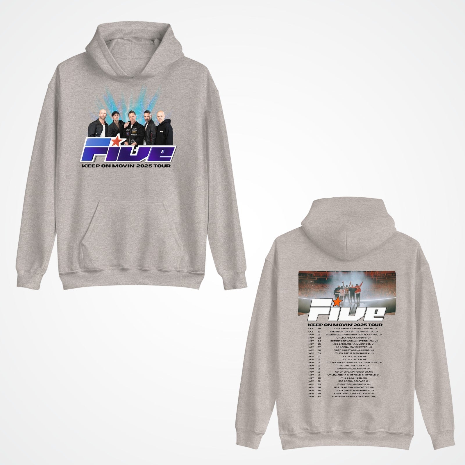Five Keep On Movin Tour Concert 2025 Music Band Adult & Kids Reunion Uk Hoodie