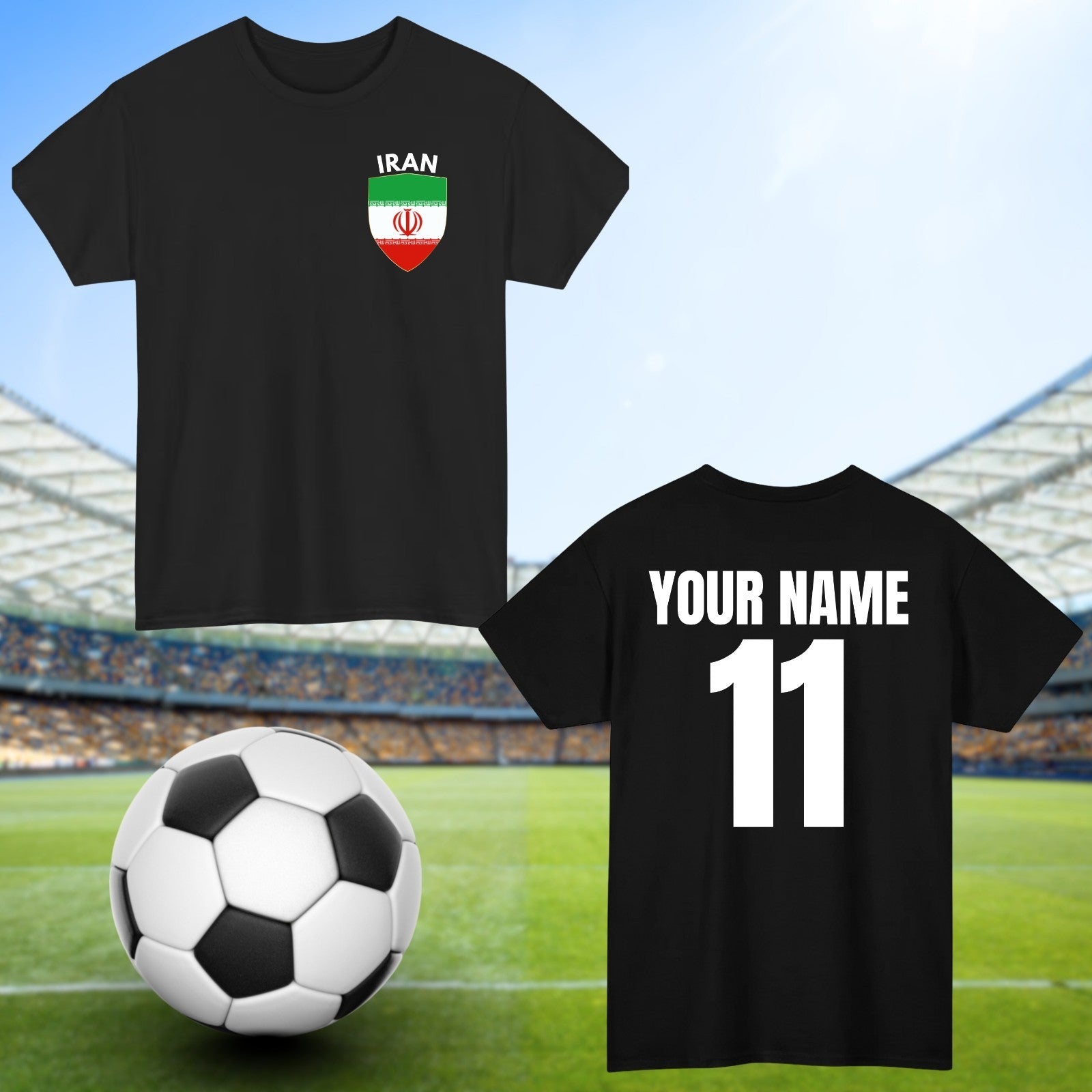 Personalised Iran Football T-Shirt Custom Name And Number Sports Lover To