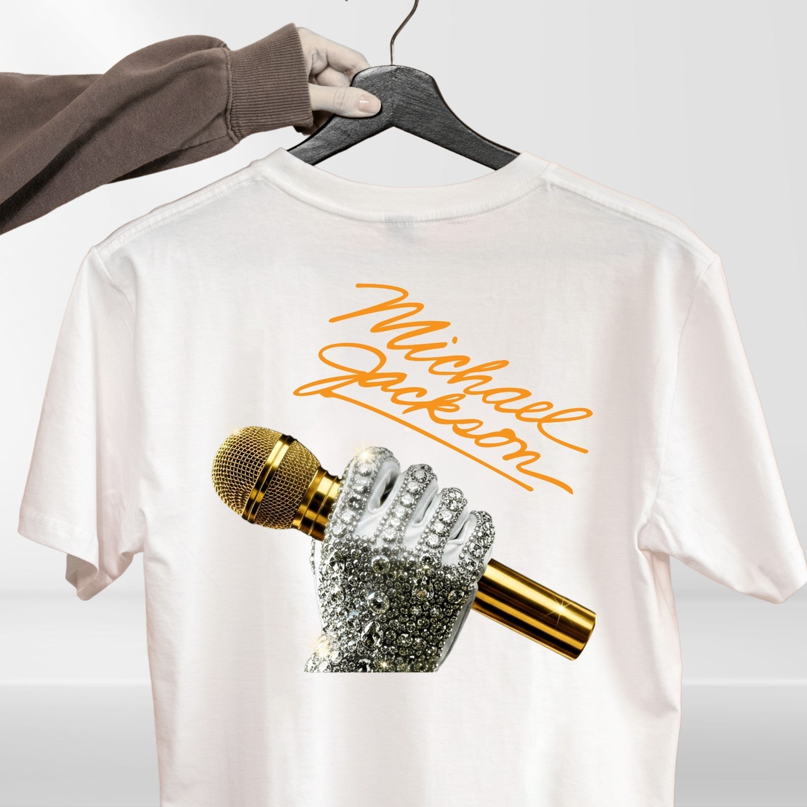 Michael Jackson Signature T-Shirt Gold Mic Glove King of Pop Graphic Unisex Tee