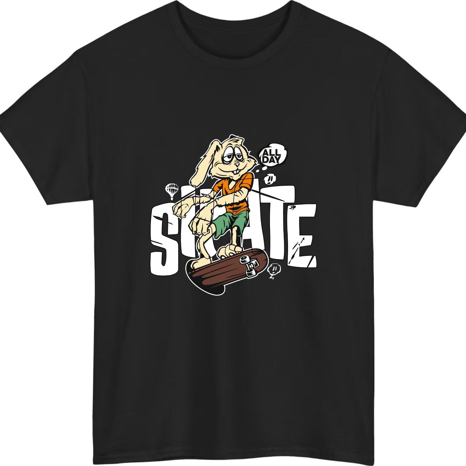 Rabbit Skating T-Shirt – Funny Pet Skater Graphic Tee,Skating Rabbit Tee