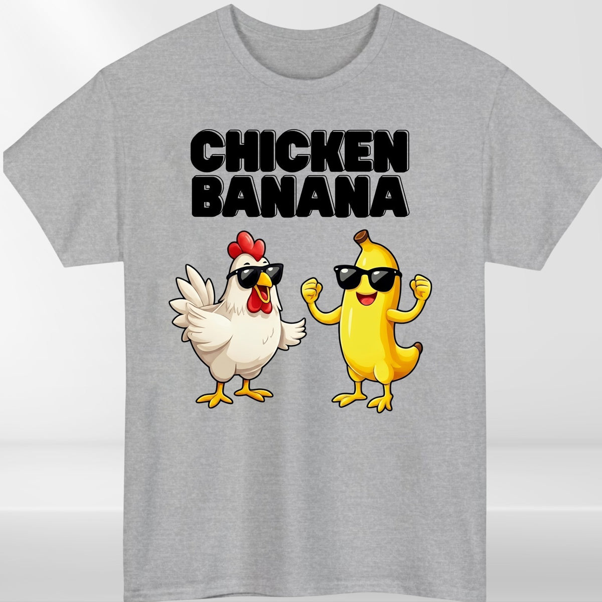 Funny Dancing Chicken Banana T-Shirt Graphic Meme Cartoon Unisex Casual Tee
