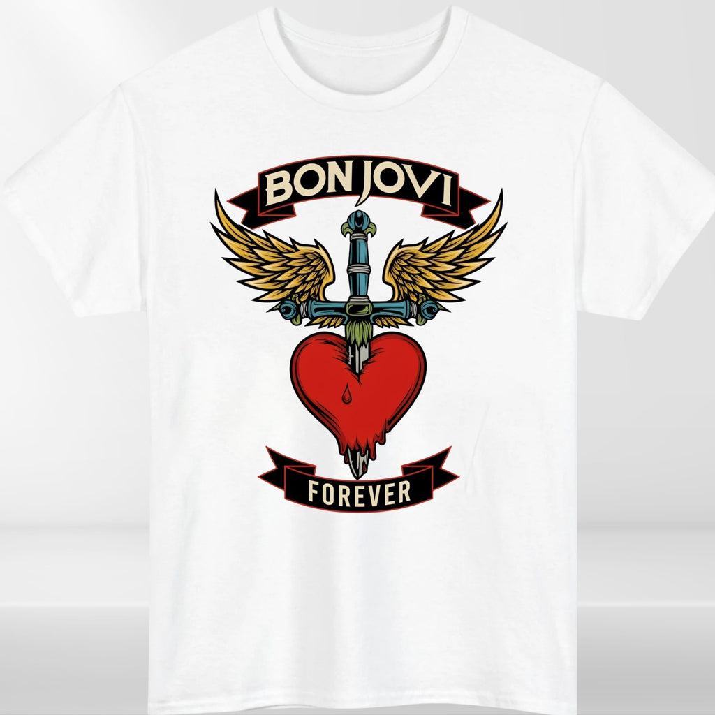 Bon Jovi Forever Inspired T-Shirt Band Merch Heart – Vintage Rock Band Concert