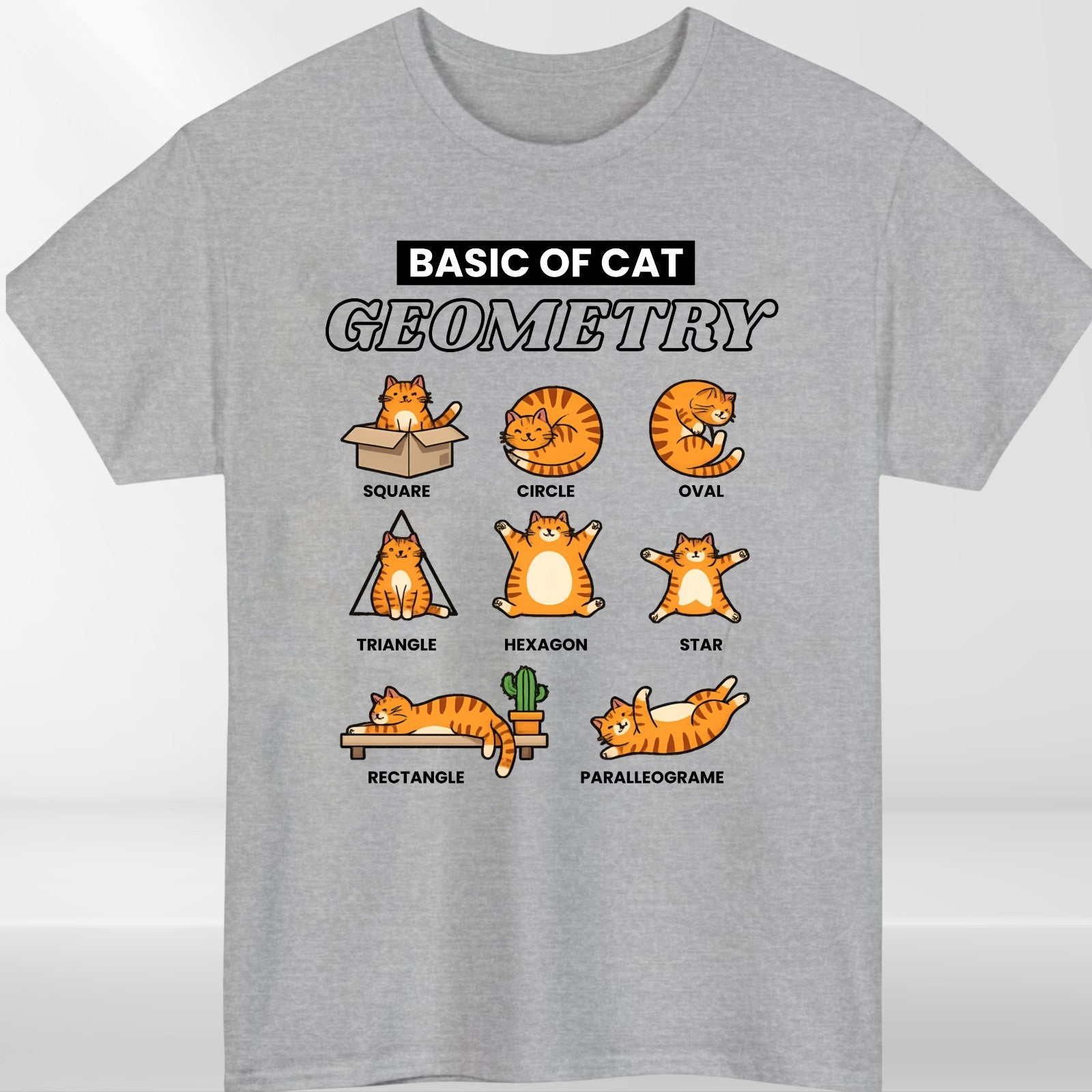 Cat Geometry Graphic Print Animal Meme Mens Womens Shirt Unisex Tee