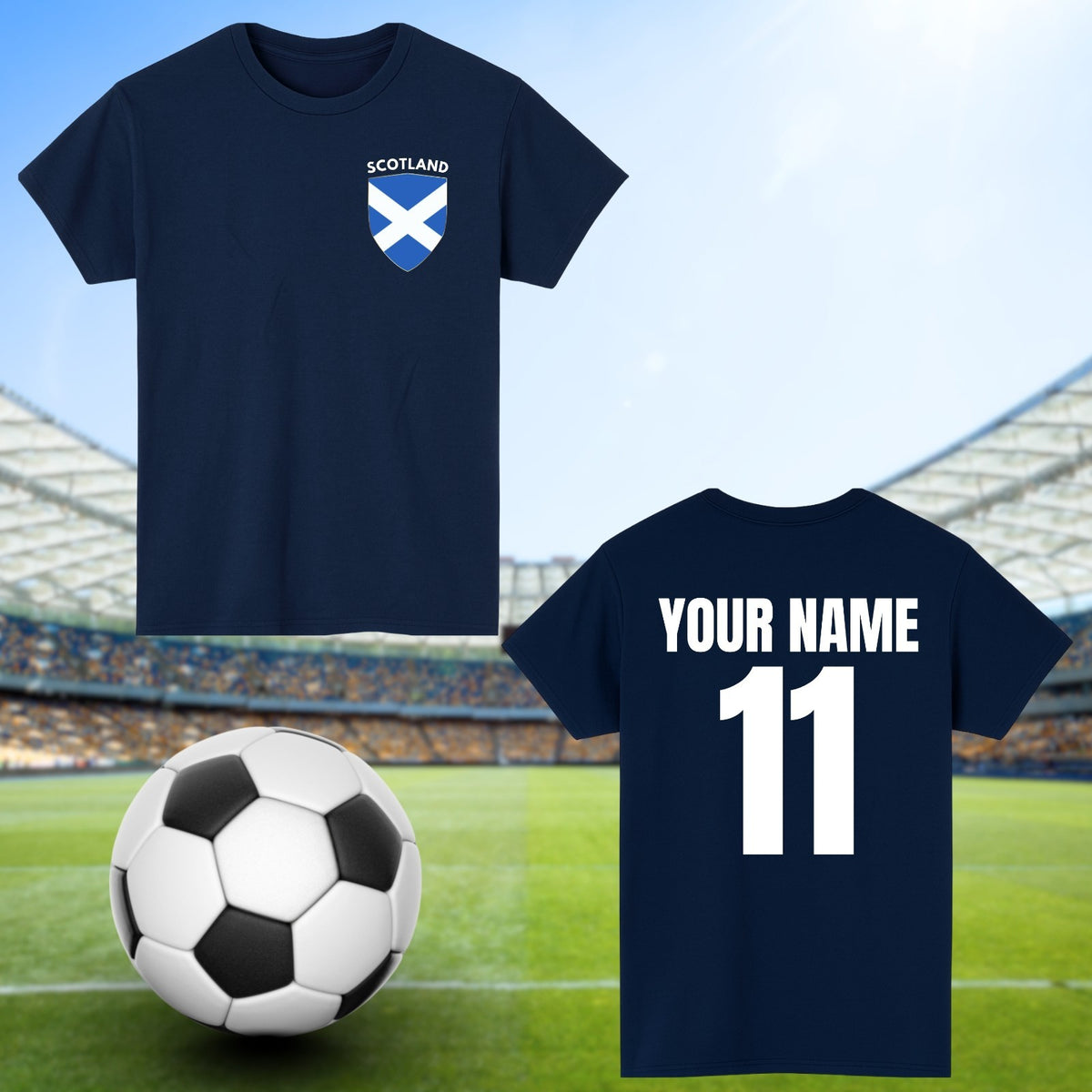 Personalised Scotland Football T-Shirt Custom Name And Number Sports Lover Top