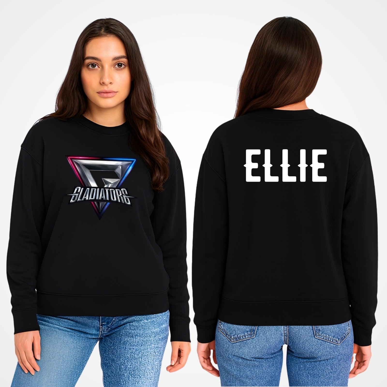 Personalised Gladiators Adult Kids Jumper  Gaming Team Gamer 90's TV Show Xmas