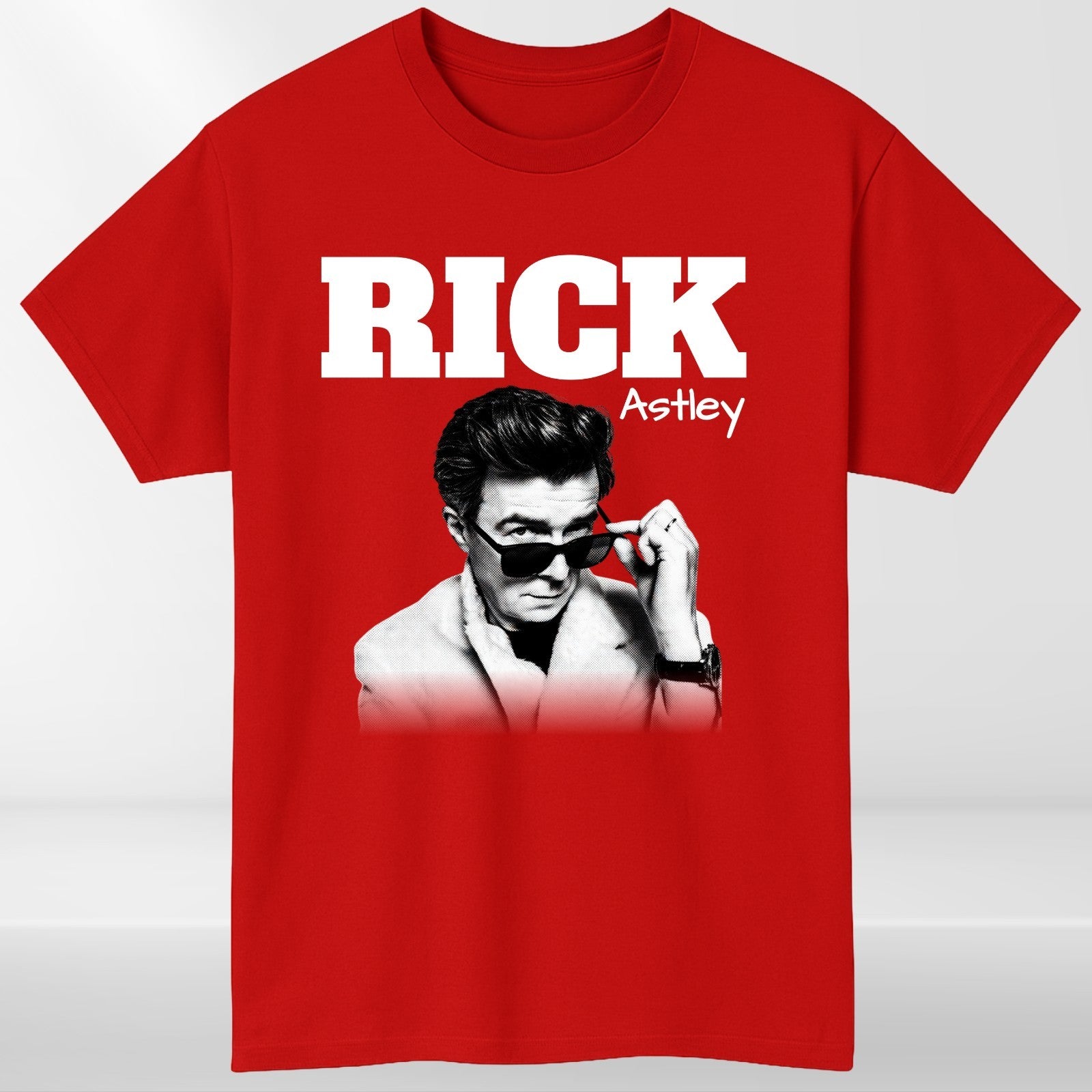 Rick Astley Homage T-Shirt Funny UK Music Icon Legend 90's 80's Retro Tee