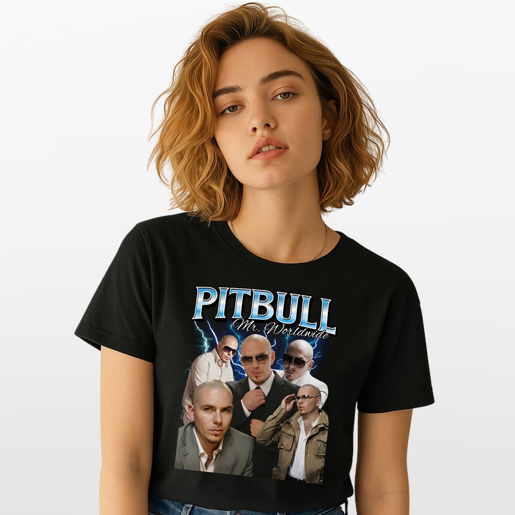 Retro Mr Worldwide Inspired T Shirt Vintage Music Graphic Fan Tee Top UK