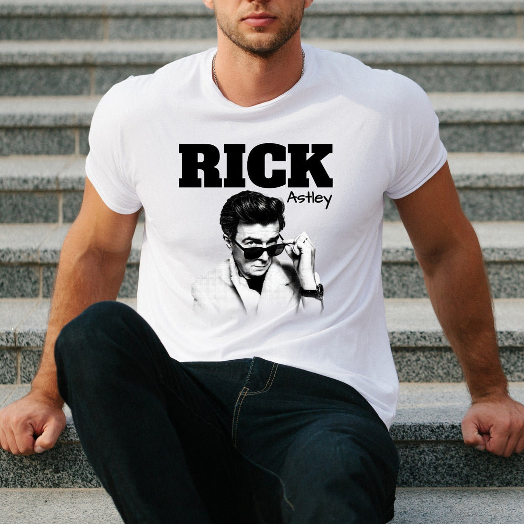Rick Astley Homage T-Shirt Funny UK Music Icon Legend 90's 80's Retro Tee