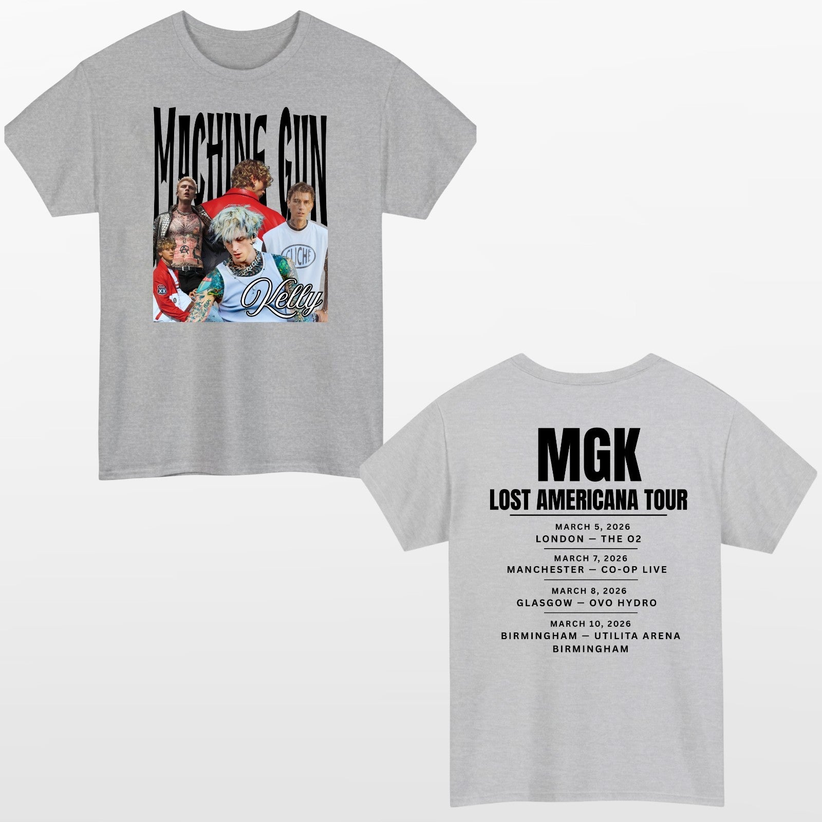 MGk Lost Americana Tour Style T Shirt Front & Back  Music Inspired Tee Unisex