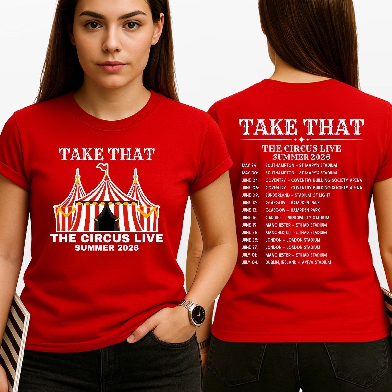 Take That The Circus Live Tour 2026 Inspired 2 Sided Unisex Music Fan T-Shirt