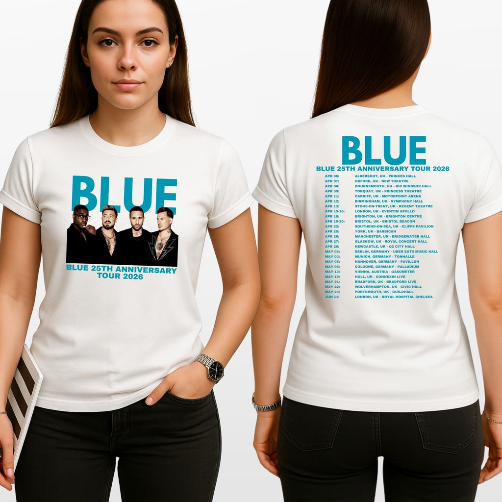 Blue 25th Anniversary Tour 2026 Unisex T Shirt - UK Pop Band Music Retro Top