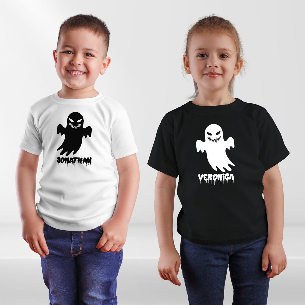 Personalised Halloween Ghost Couple T-Shirt Custom Name Spooky Scary Festive Top