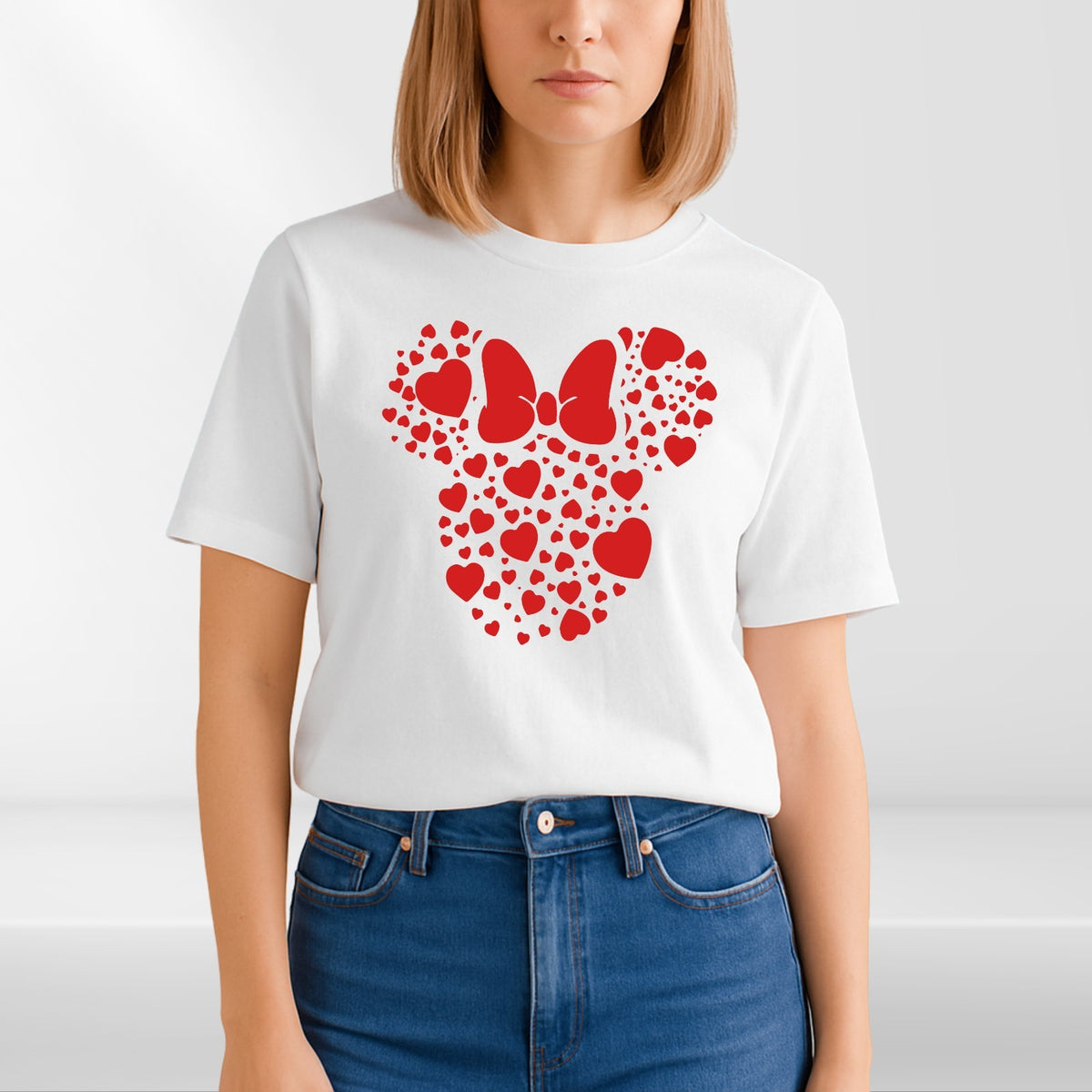 Mickey Minnie Heart T-Shirt Matching Disney Love Unisex Tee