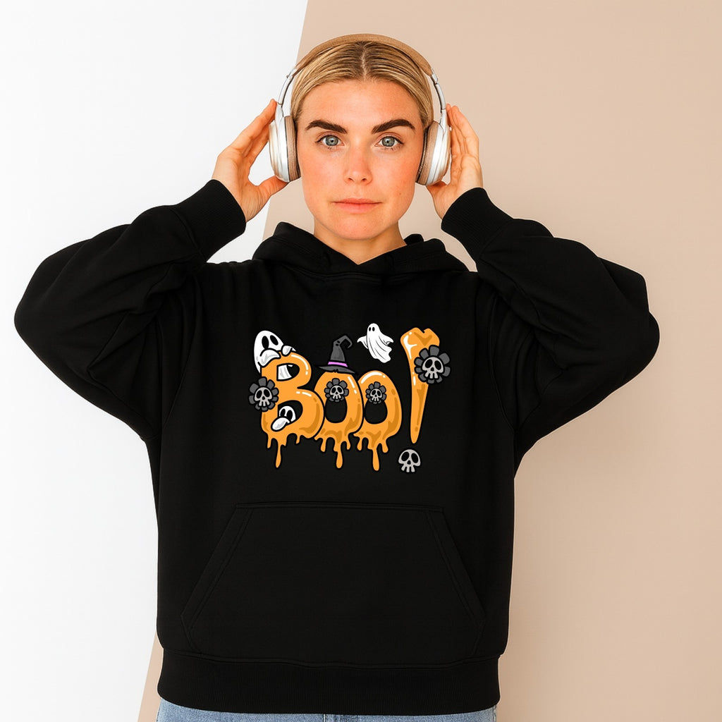 BOO! Halloween Hoodie | Funny Ghost & Skull Design | Spooky Unisex Sweatshirt |