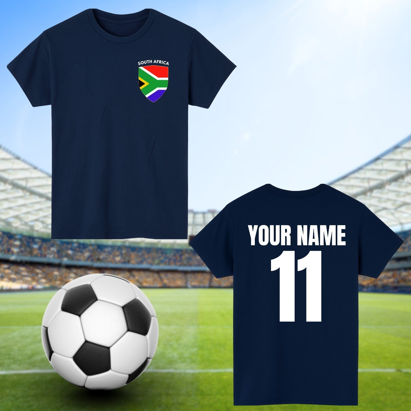 Personalised South Africa Football T-Shirt Custom Name And Number Sports Lover
