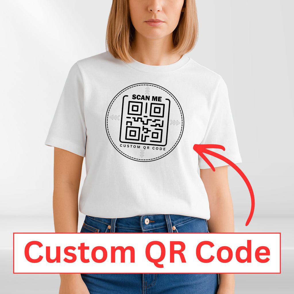 Personalised QR Code Scan Me T-Shirt Custom Interactive Social Media Link Top