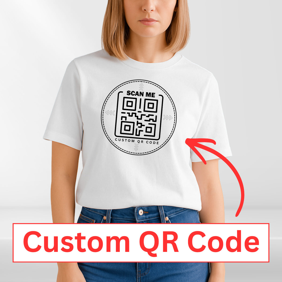 Personalised QR Code Scan Me T-Shirt Custom Interactive Social Media Link Top
