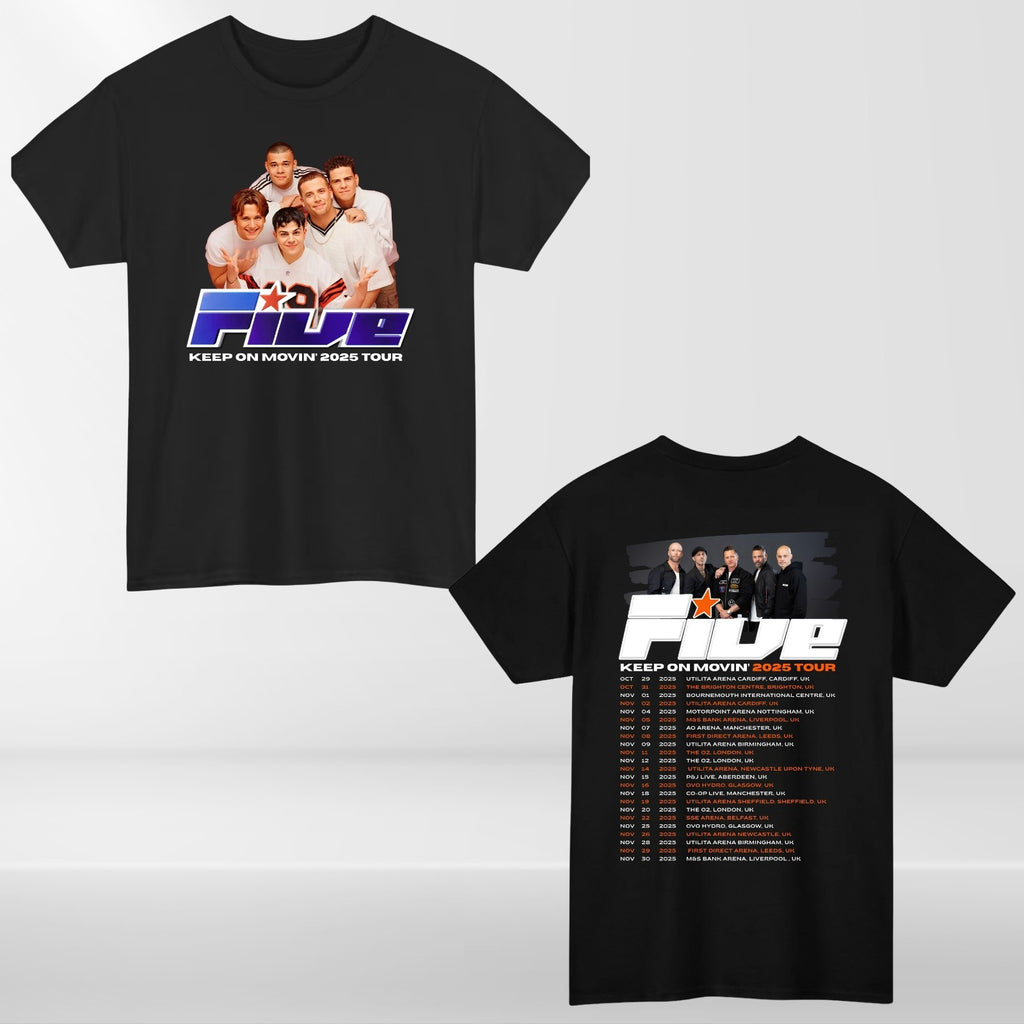 Five Band Concert T-Shirt Keep On Moving 2025 Tour t tshirt Retro Pop Gift Top