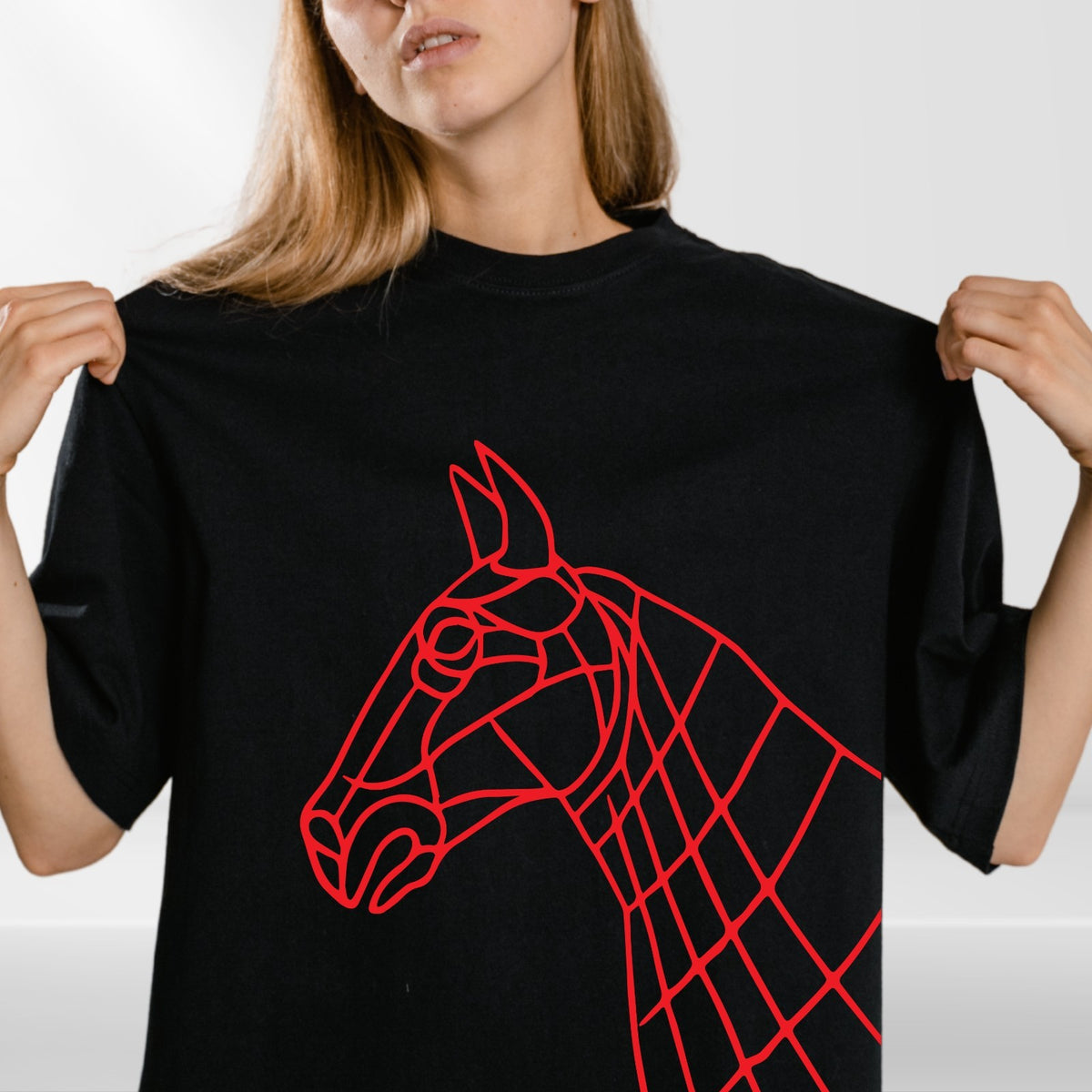 Geometric Horse Head T-Shirt Abstract Line Art Animal Graphic Unisex Tee