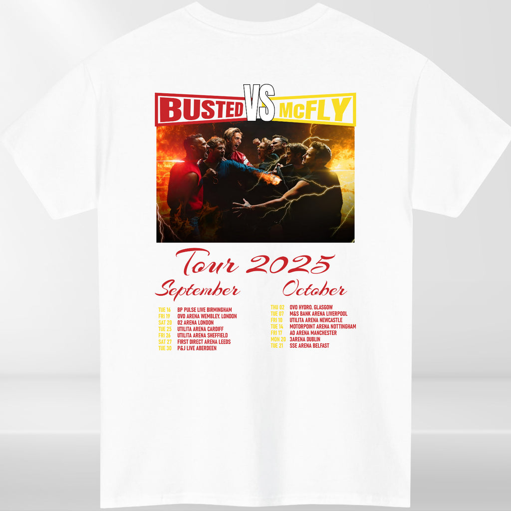 McFly vs Busted Tour 2025 T-Shirt Team McFly Band Front & Back Concert Gift Top