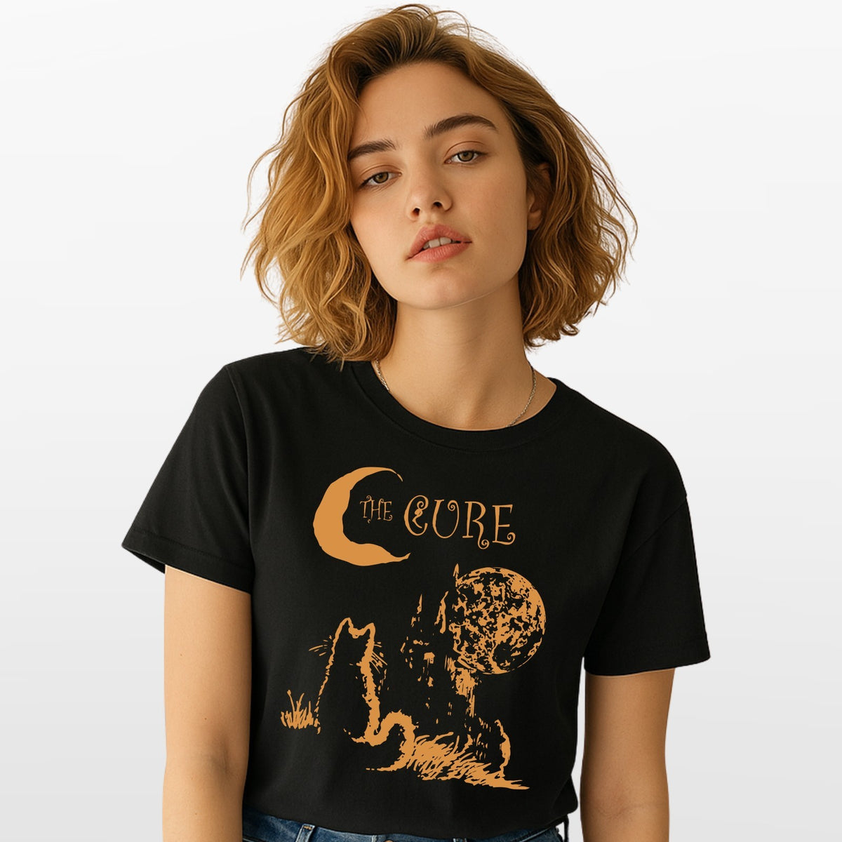 The Cure Inspired Gothic Cat Moon T Shirt Indie Rock Tour 2026 Fan Tee UK