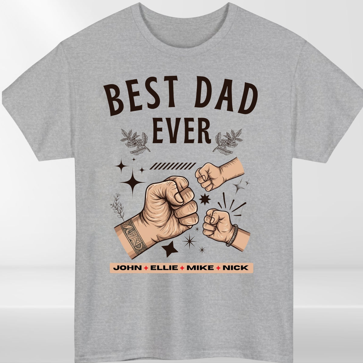Personalized Best Dad Ever T Shirt Custom Name Fathers Day Gift Unisex Tee