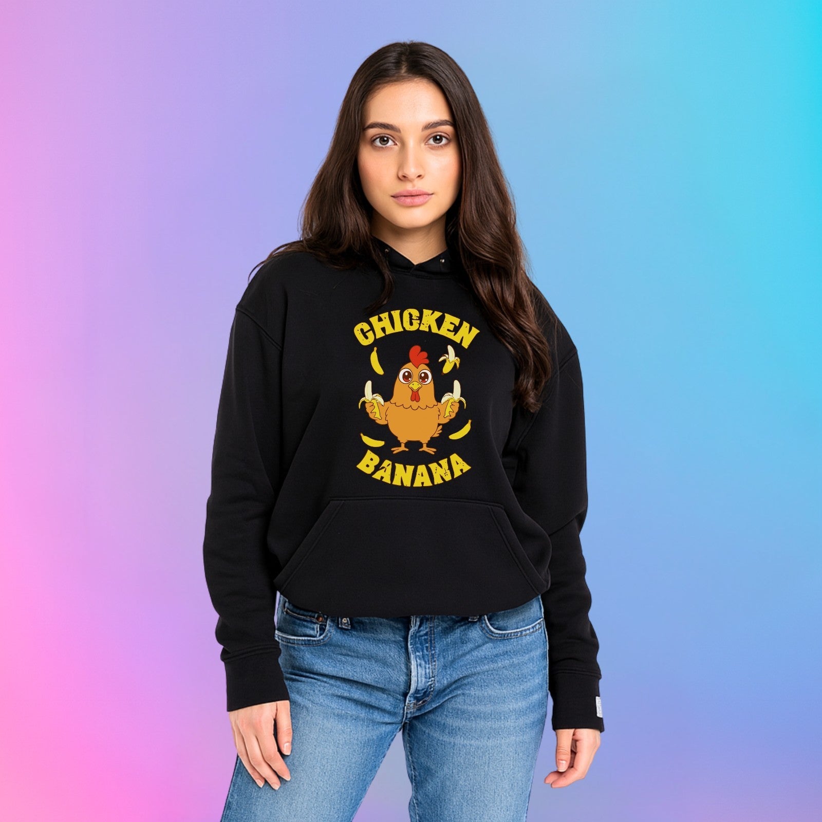 Chicken Banana Hoodie | Funny Meme Hoodie | Cute Cartoon Chicken Gift 3Y–4XL UK