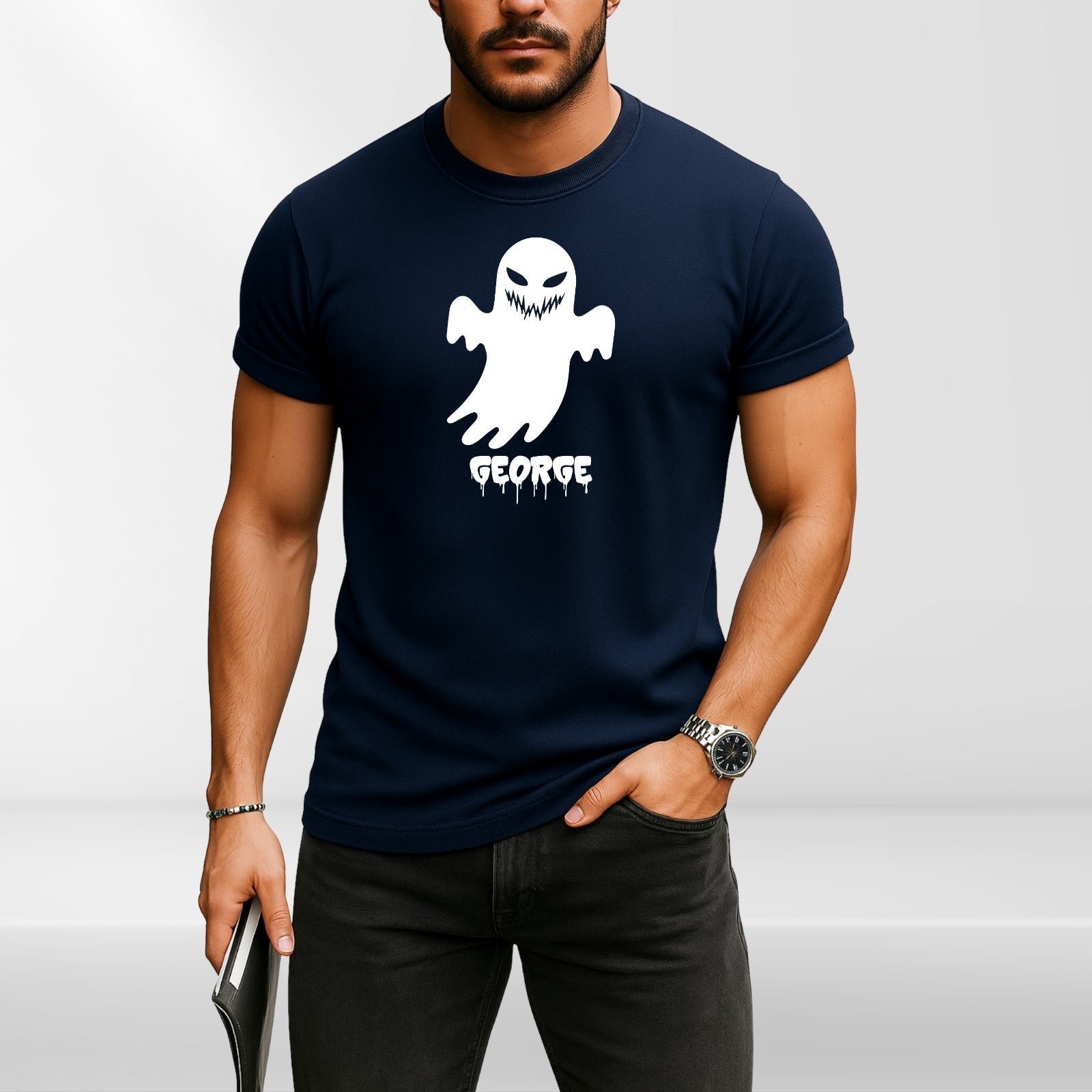 Personalised Halloween Ghost Couple T-Shirt Custom Name Spooky Scary Festive Top