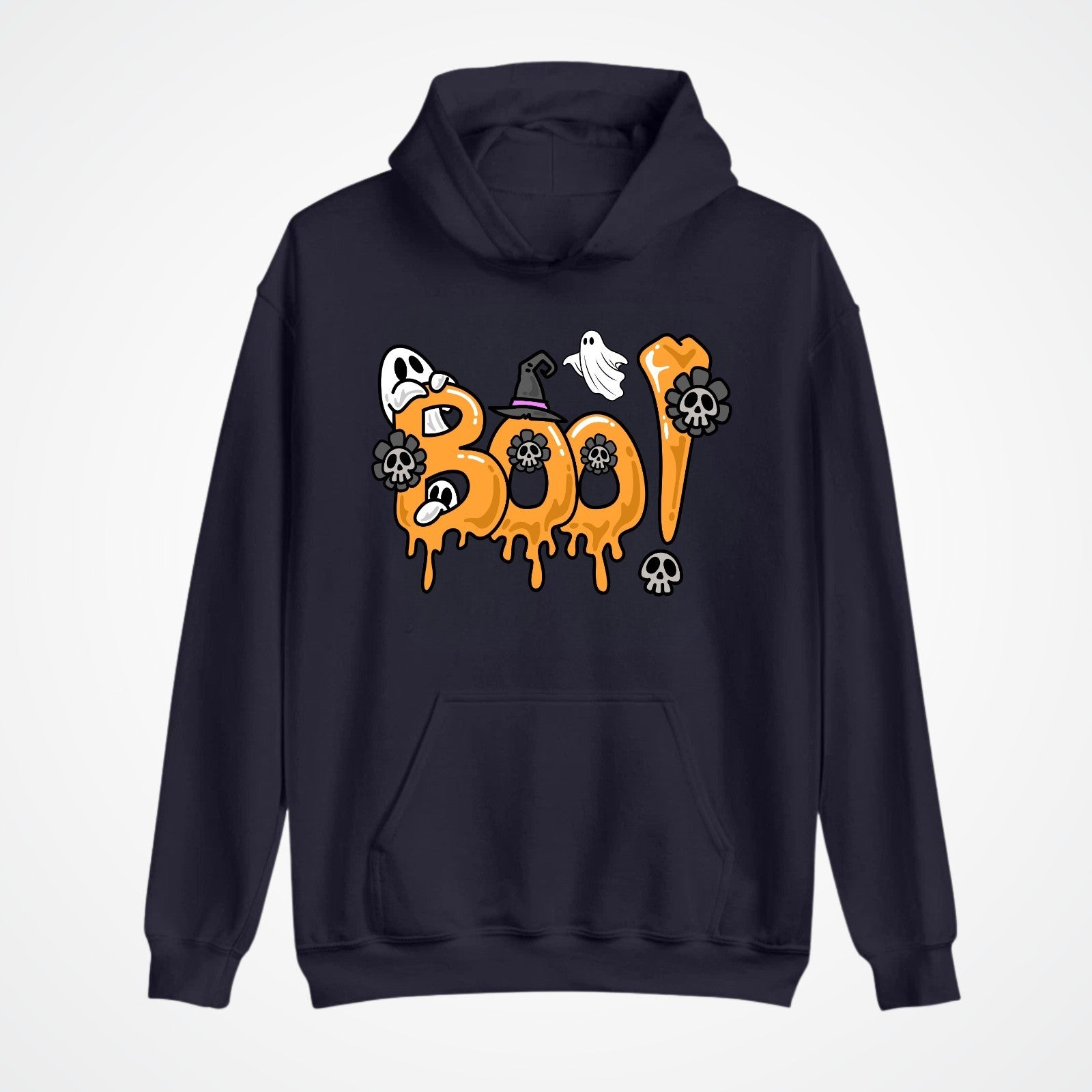BOO! Halloween Hoodie | Funny Ghost & Skull Design | Spooky Unisex Sweatshirt |
