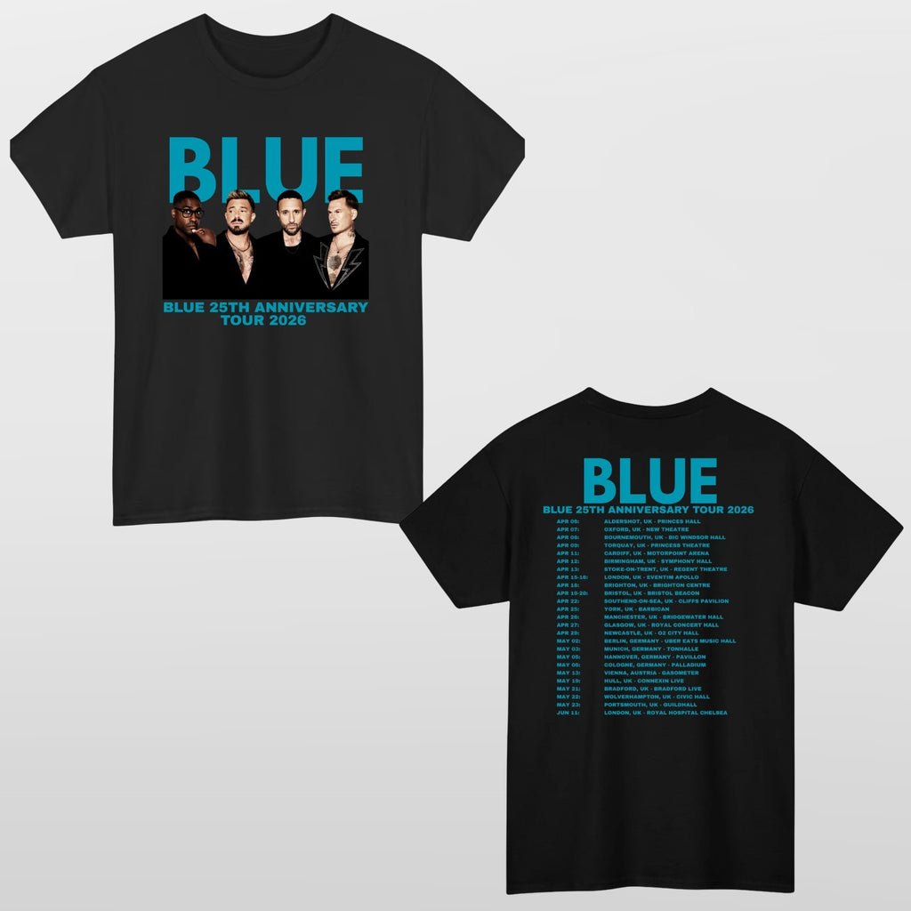 Blue 25th Anniversary Tour 2026 Unisex T Shirt - UK Pop Band Music Retro Top