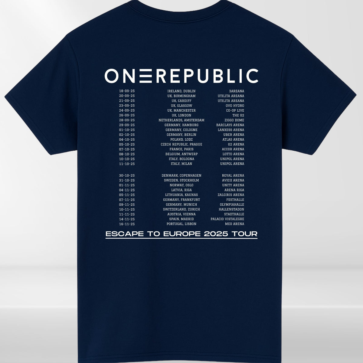 One Republic T-Shirt, Escape To Europe 2025 Tour Dates Concert Fan Gift Tee Top