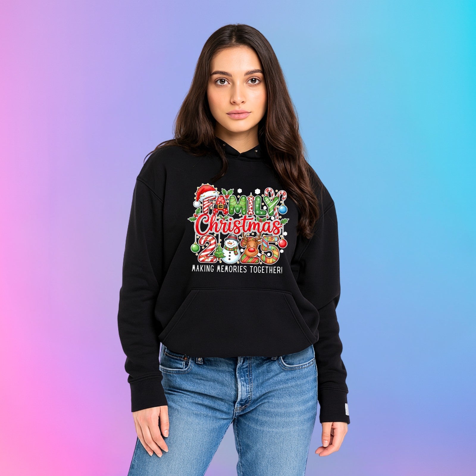 Family Christmas 2025 Hoodie | Matching Xmas Hoodie | Snowman & Reindeer Gift |
