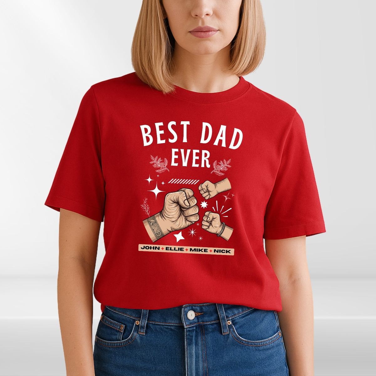 Personalized Best Dad Ever T Shirt Custom Name Fathers Day Gift Unisex Tee