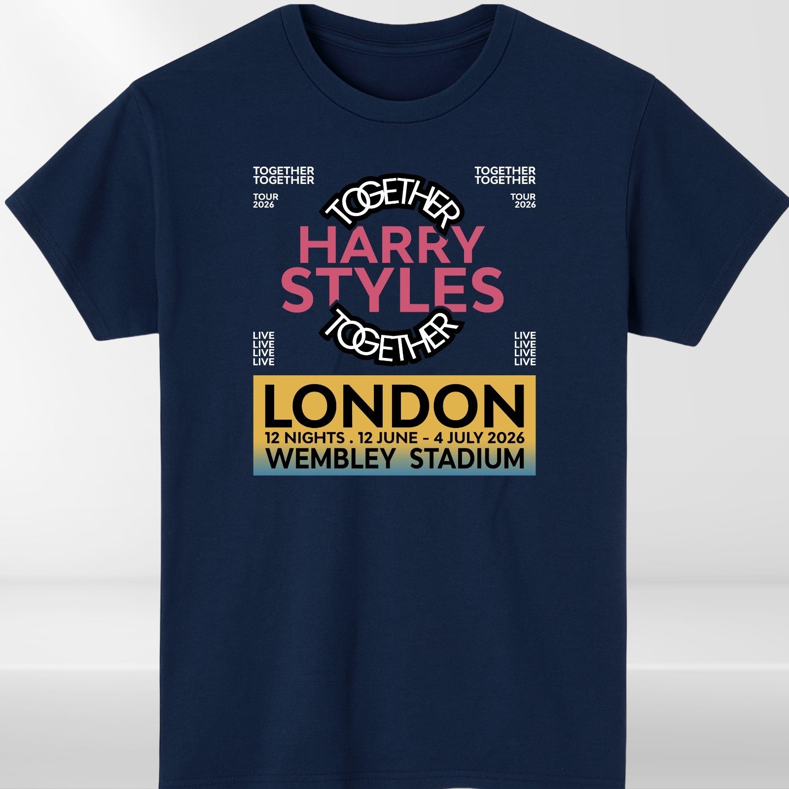Harry Styles Together Tour 2026 T-Shirt Wembley London Navy Concert Merch